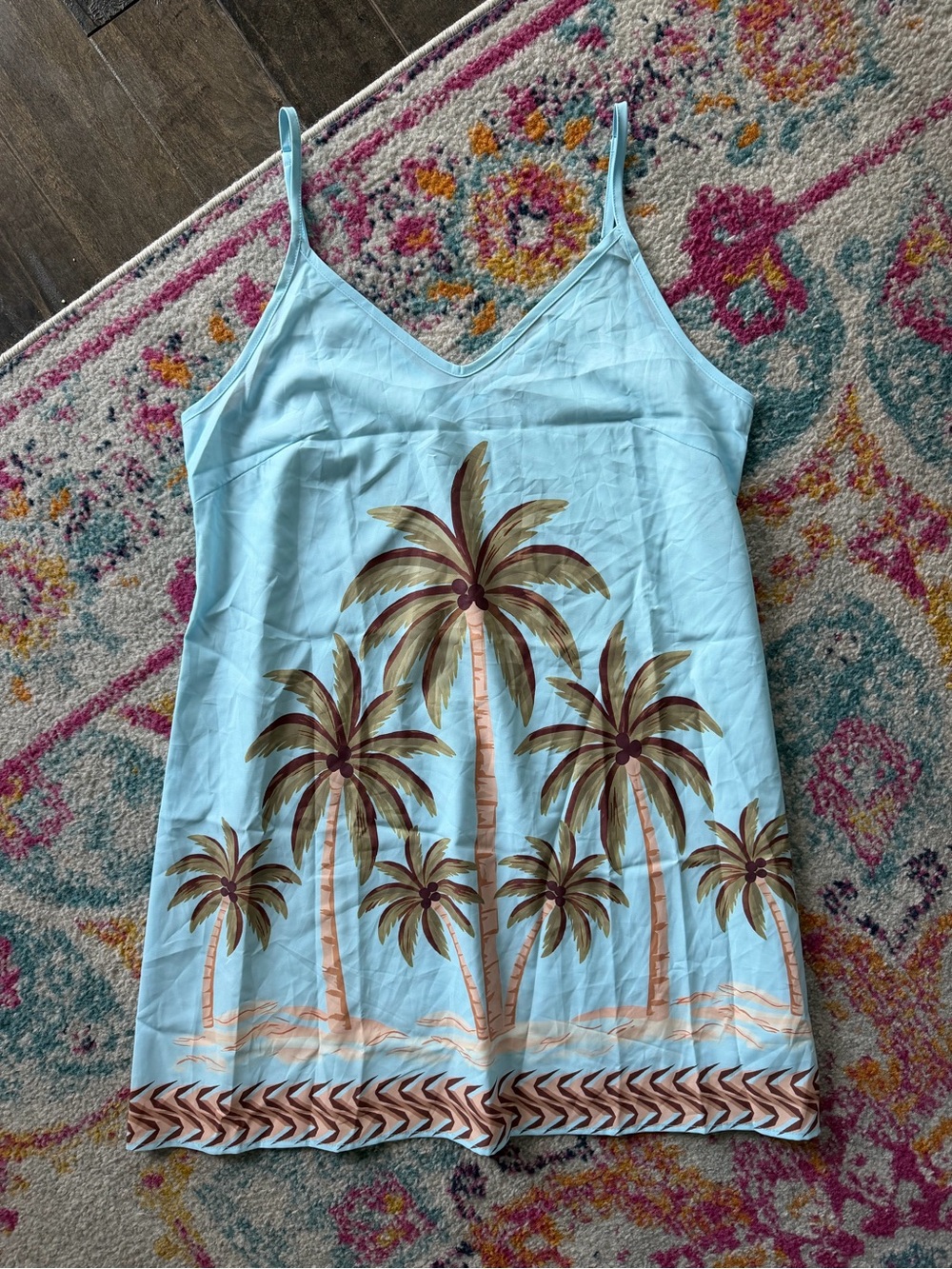 Cupshe Sky Blue Palm Tree Slip Mini Dress